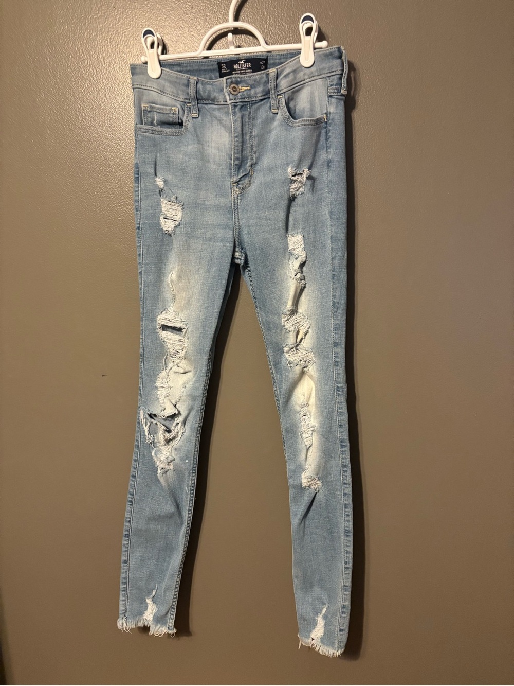 Hollister Light Blue Ripped High-Rise Super Skinny Jeans